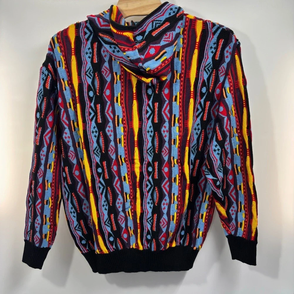 FreeX Mountain Coogi Style 3D Knit Hoodie Sweater Men's 4XL Oversized Full Zip